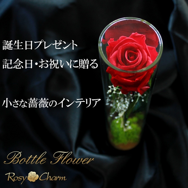 ボトルフラワー バラ1本 プリザーブドフラワー 【誕生日・結婚記念日